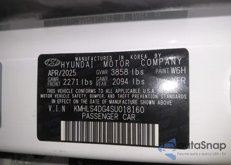 2025 Hyundai Elantra Sel Convenience z USA, uszkodzony, nr VIN KMHLS4DG4SU018160